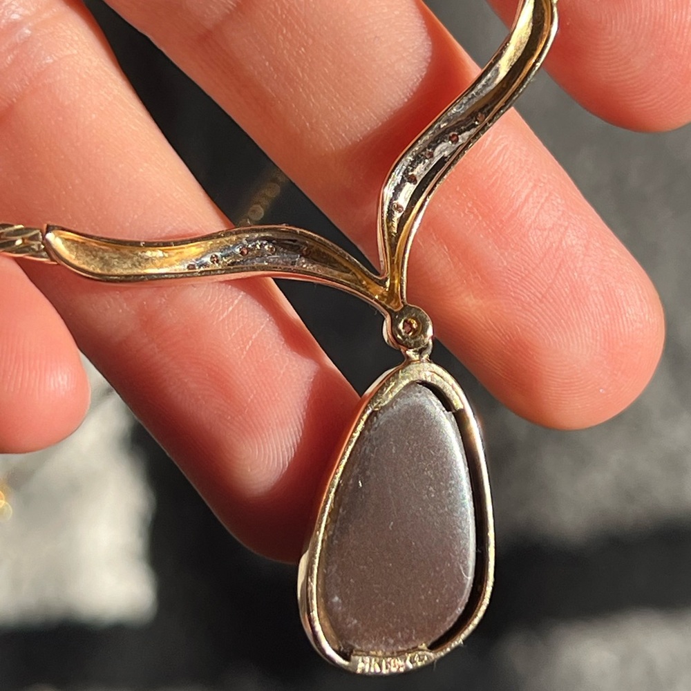 18k gold necklace with Australian Opal set in 14k gold! - Picture 8 of 14